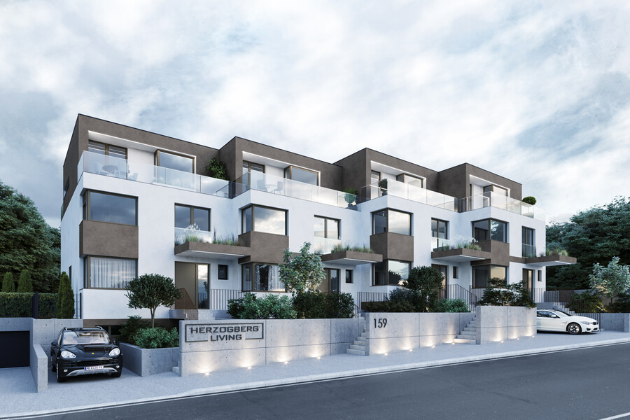 Herzogberg Living - Vier Residenzen mit Panoramablick am Rande Perchtoldsdorf, Visualkonzept außen, realisiert von V-Quadrat in Kooperation mit LEON-Bau.