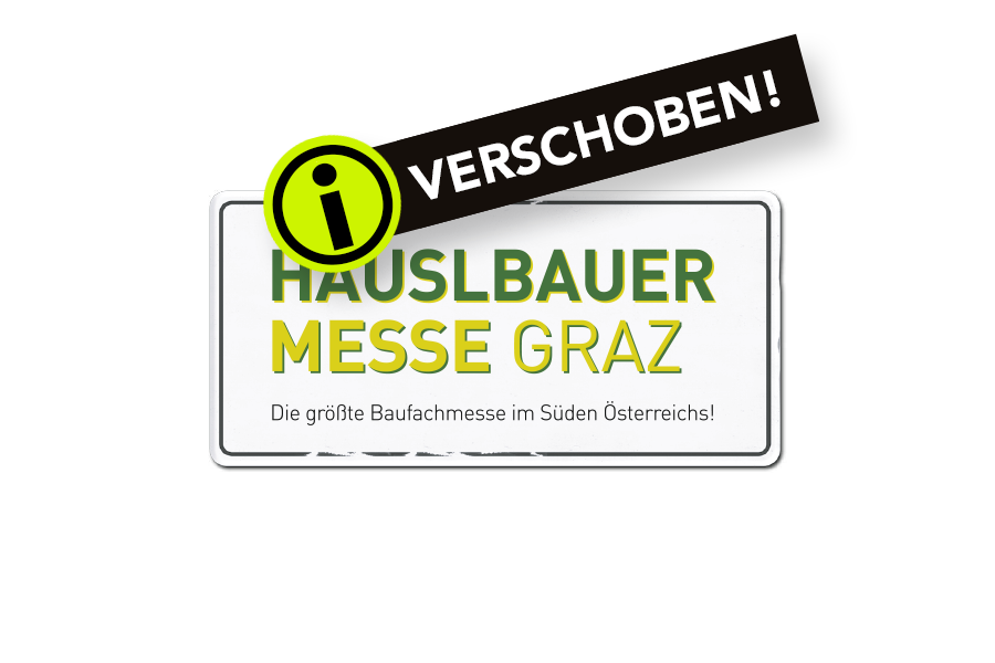 Logo der Häuslbauermesse Graz - die größte Baufachmesse im Süden Österreichs geplant für Jänner 2022 musste verschoben werden auf Jänner 2023.