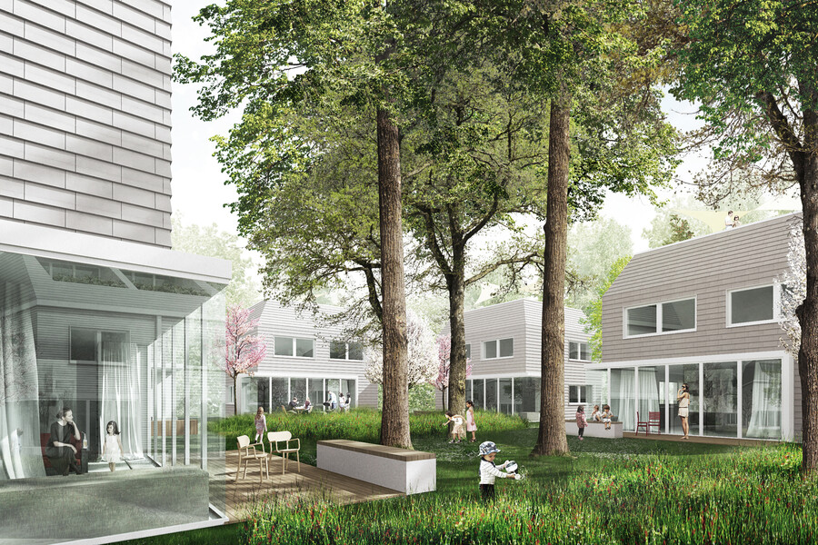 Rubner Haus zeigt eine Skizze der geplanten Einfamilienhäuser für ein nachhaltiges Wohnprojekt in München Neubiberg.