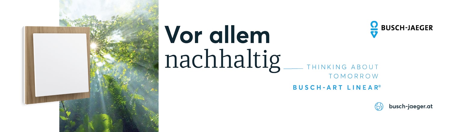 WERBUNG - Busch-Jaeger. Marktführer und Experte im Bereich Elektroinstallation und Smart Home. Ganzheitliche Lösungen für die Haus- und Gebäudeautomation.