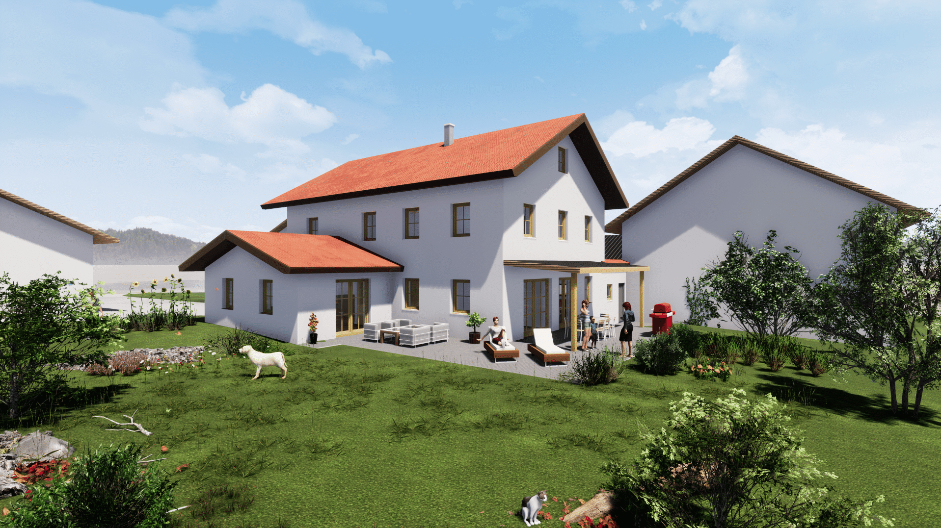 3-dimensionaler Hausplan in Farbe von BAU-CAD CONSULTING.