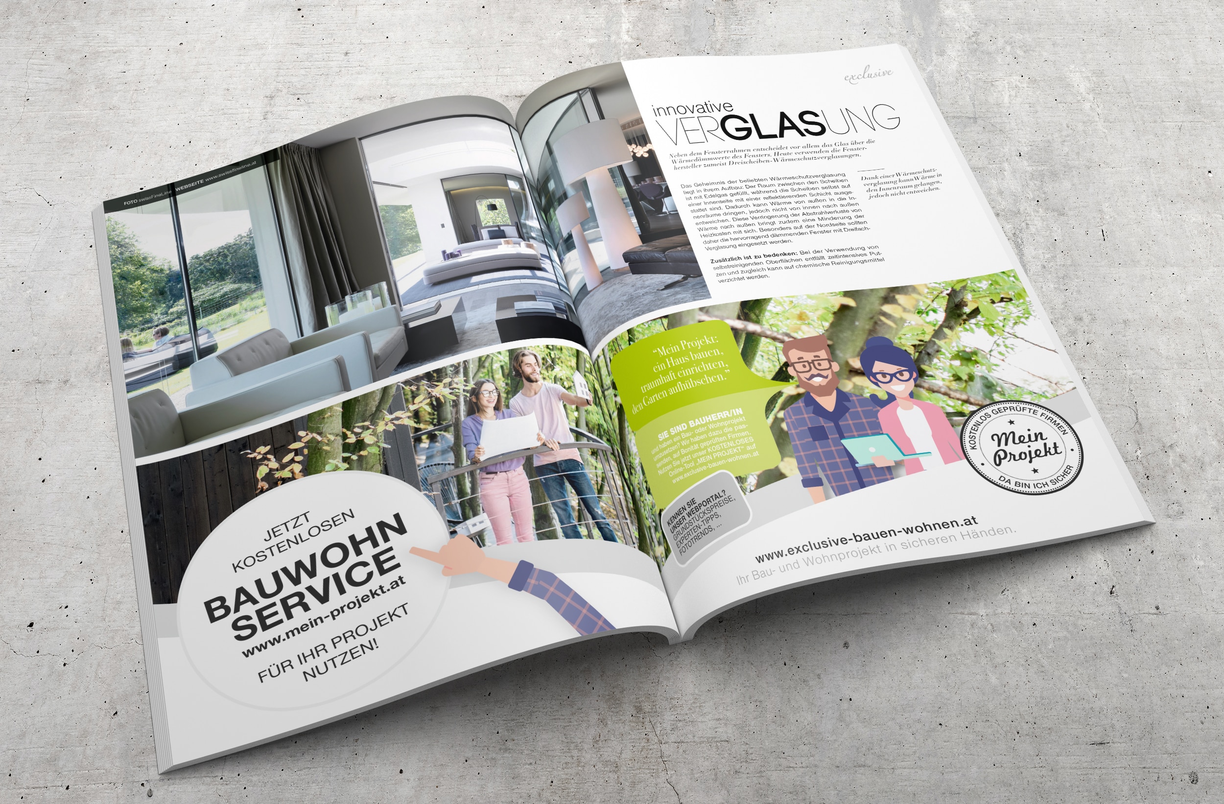 Magazin "exclusive Bauen & Wohnen" mit einer Insertion im Format "Panorama".