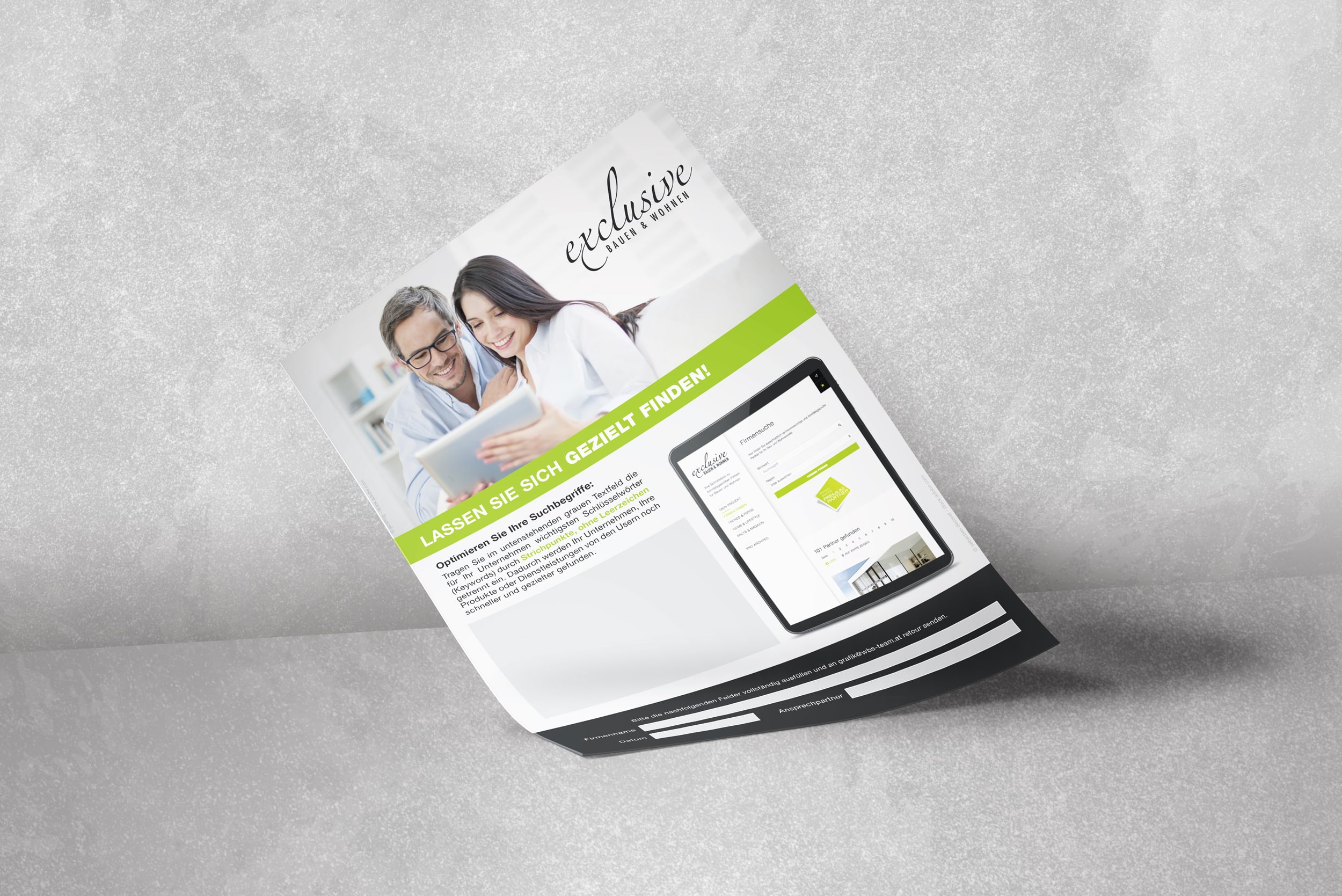 Foto Mockup Keywordliste für B2C-Firmendetailseite