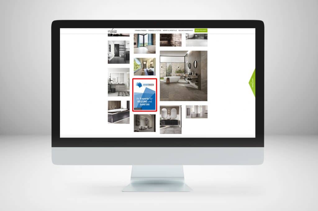 Website www.exclusive-bauen-wohnen.at mit der Werbeplatzierung High (rot markiert).