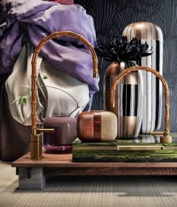 Formschöne Armatur im Bambus-Stil: Die neue Kollektion Jacqueline von GESSI.