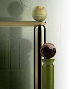 GESSI präsentiert die neue Kollektion Perle mit Griffen aus Naturstein und Glas.