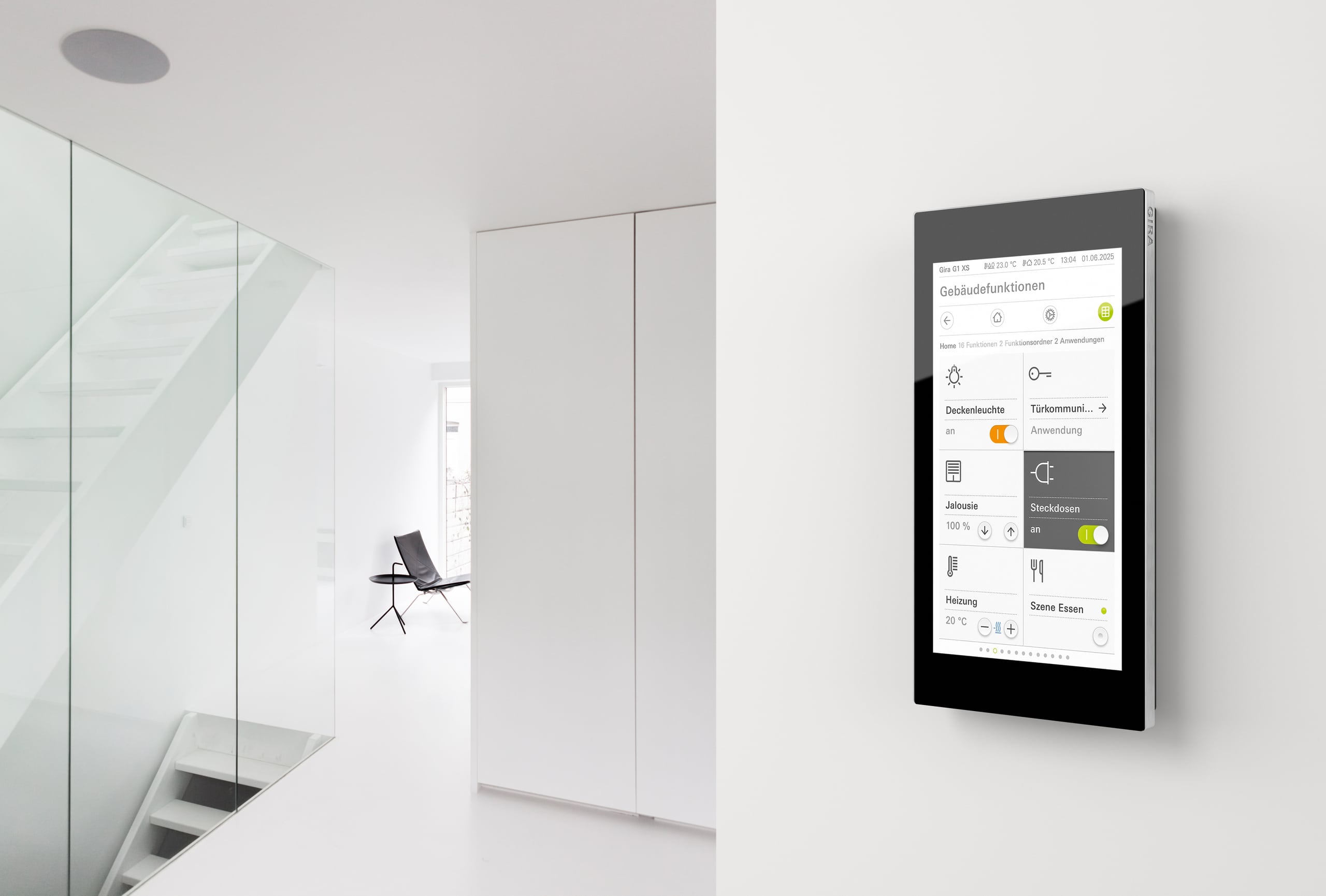 Der Gira G1 XS ist die preisattraktive Einstiegslösung für die Gebäudesteuerung mit dem Smart Home-System Gira One und dem Server Gira X1. Er kann zudem als Raumbediengerät in KNX-Anlagen ohne zentralen Server genutzt werden.