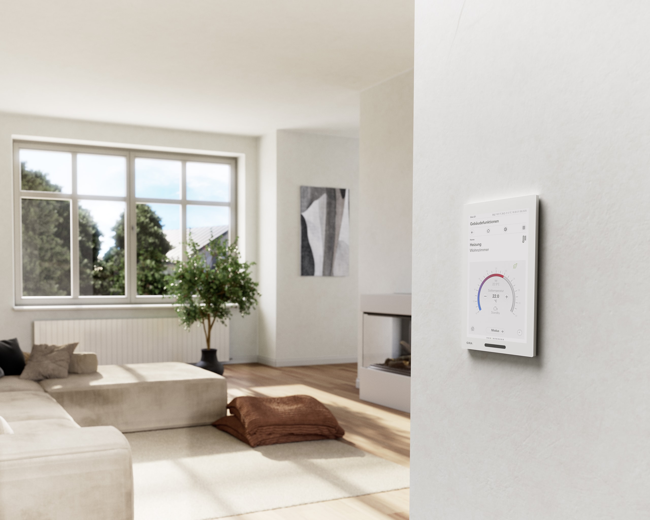 Der Gira G1 der zweiten Generation ist das neue High-End-Modell für das Smart Home-System Gira One, den Server Gira X1 und den Gira HomeServer. Er punktet mit mehr Performance, einem großen 7-Zoll-Display und einer optimierten Anbindung an den Gira HomeServer.