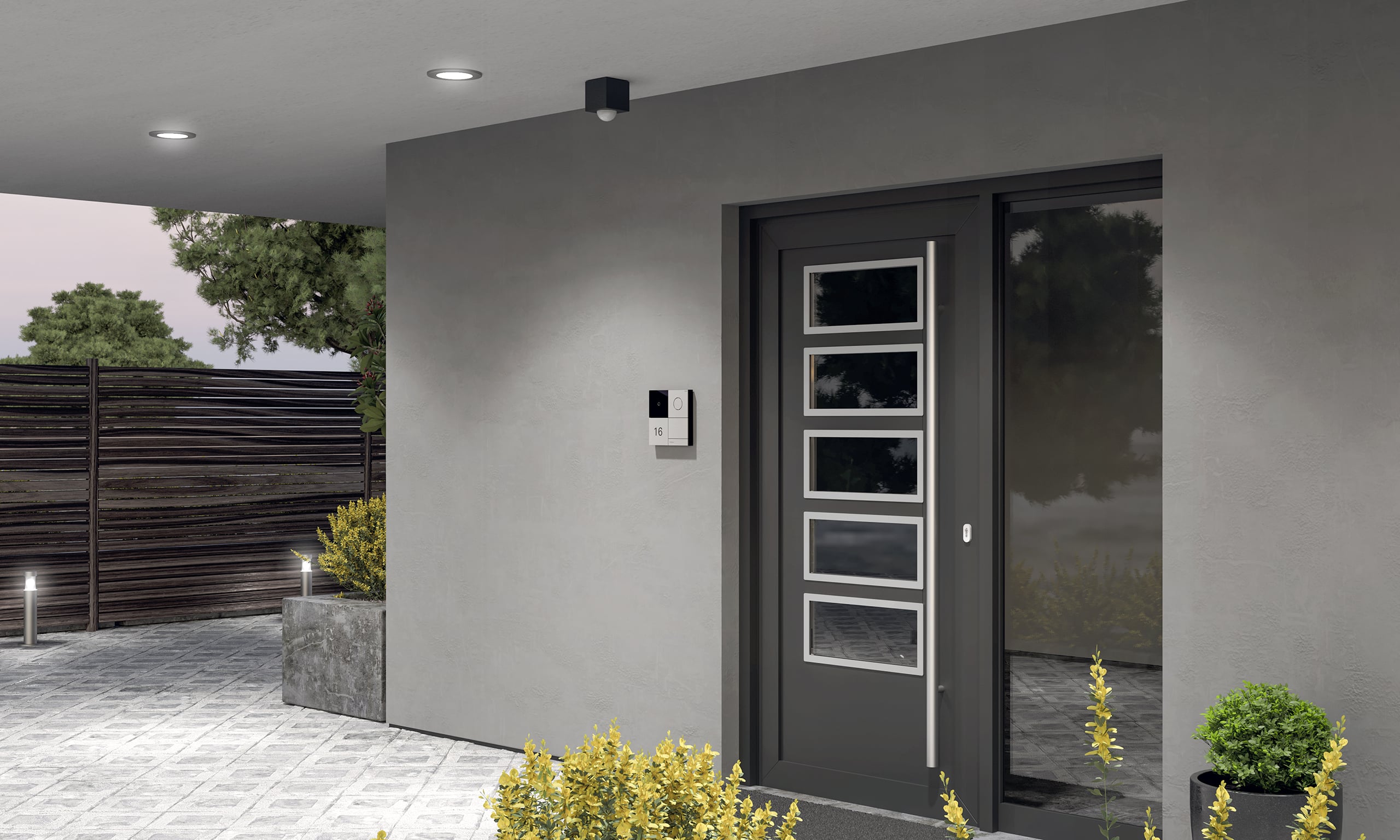 Werden Tür- und Fensterkontakte in das Gira Smart Home integriert, registriert das System das unbefugte Öffnen eines Fensters oder einer Tür und übermittelt automatisch eine Meldung an die Alarmzentrale.