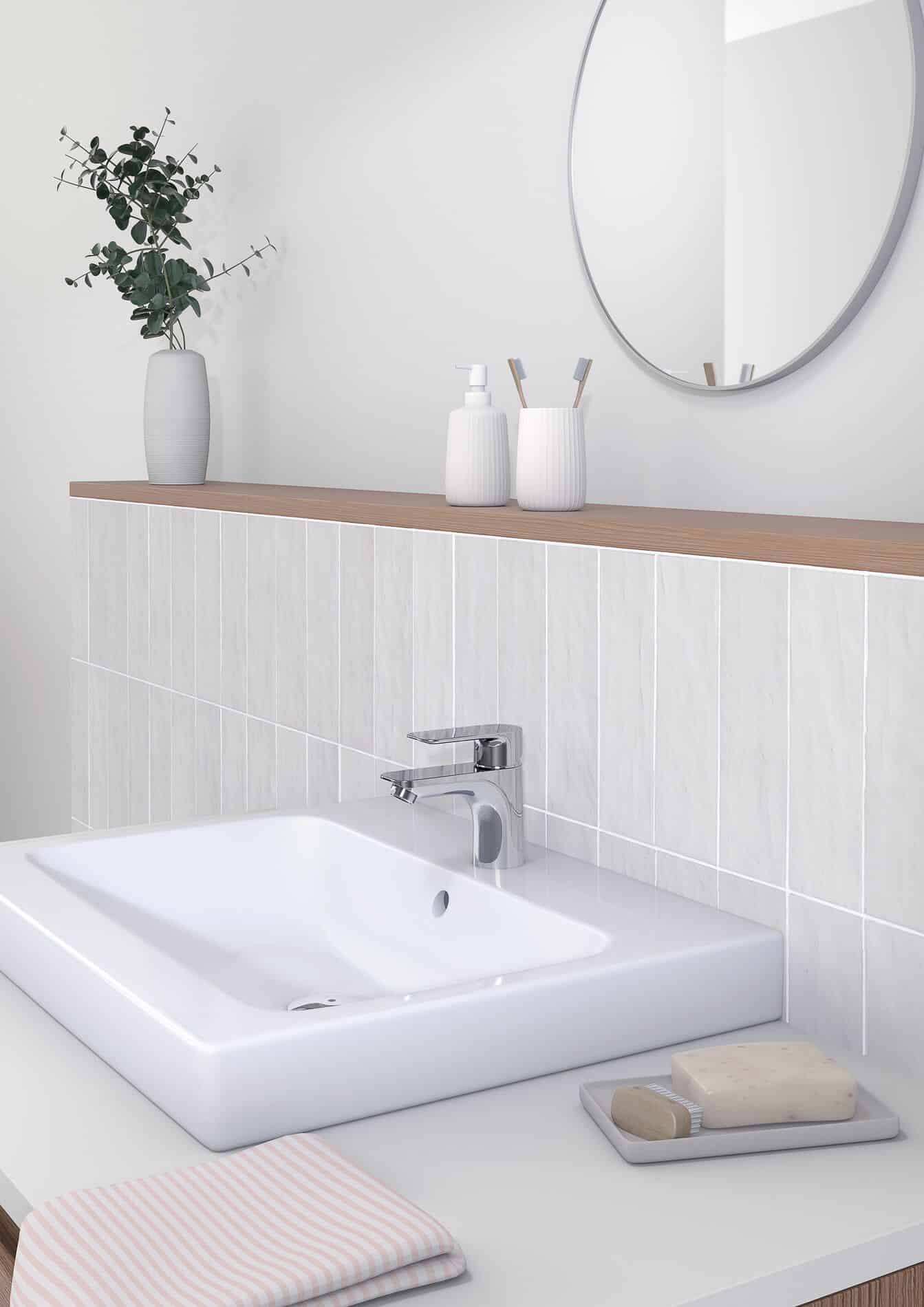 HANSA präsentiert eine Waschtischbatterie aus der Serie HANSABASIC.