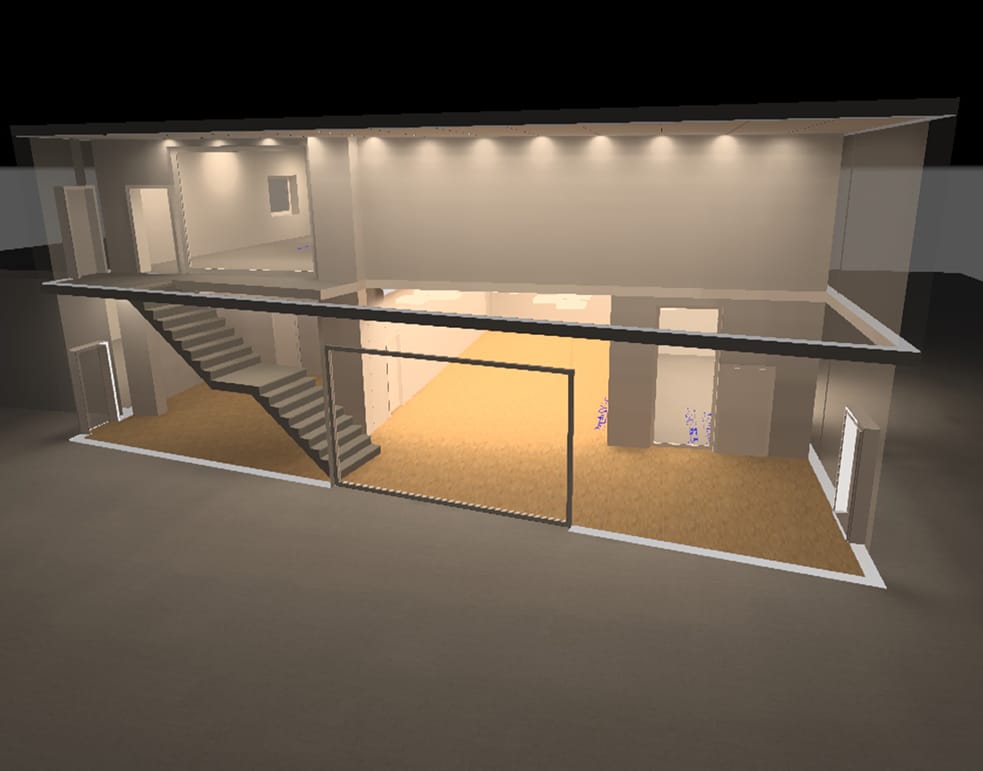 HAWO zeigt die Visualisierung einer Kunstlicht Planung.