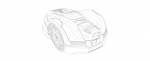 Produktzeichnung des Automower 415X NERA mit integrierter Kamera von Husqvarna.