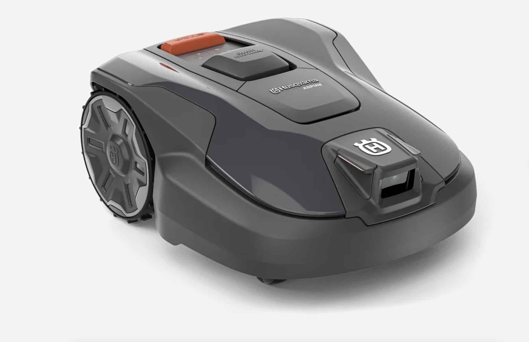 Ein Husqvarna Aspire® R6V Mähroboter in Seitenansicht.