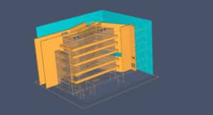 IBS Technisches Büro zeigt die Brandrauchsimulation anhand eines 3D-Modells eines Hochhauses.