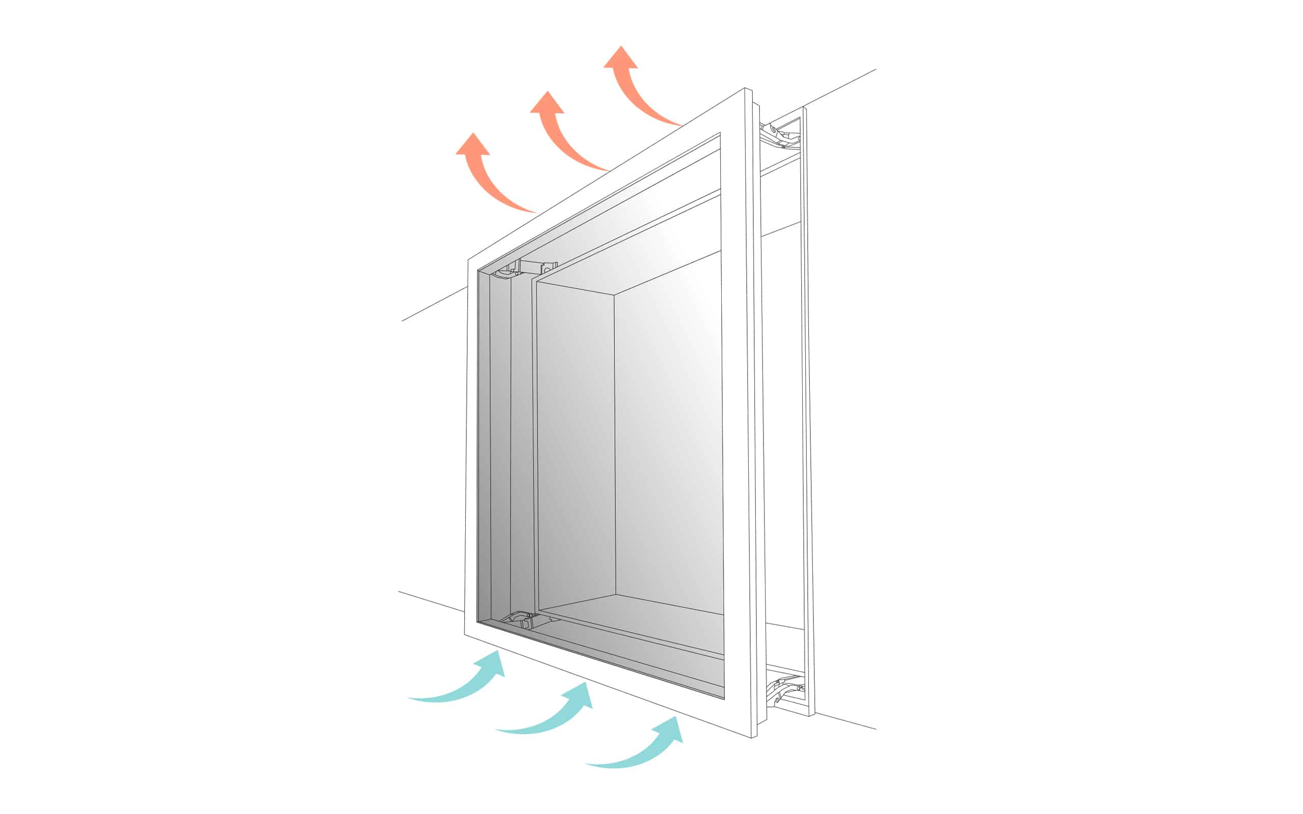 KDM Innovation zeigt die Visualisierung der Öffnung durch Schieben und die dadurch entstehende Lüftung Dank Movista Fensterbeschlägen.