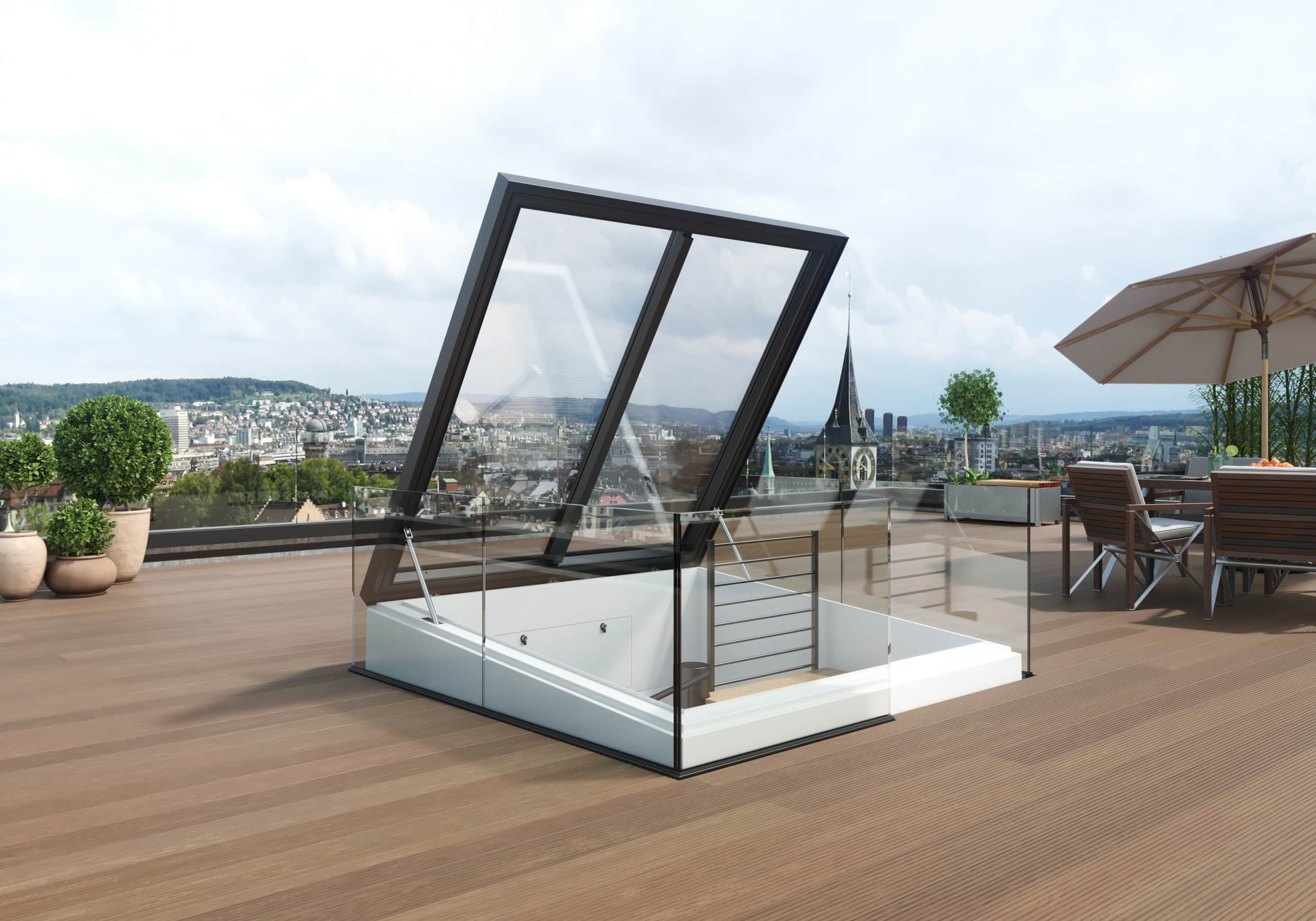 Flachdachausstieg KOMFORT quadra 4 von LAMILUX.