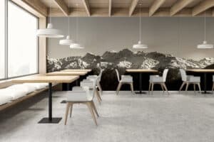 LICO zeigt ein grossflächiges Panoramabild in einem großen Speisesaal.