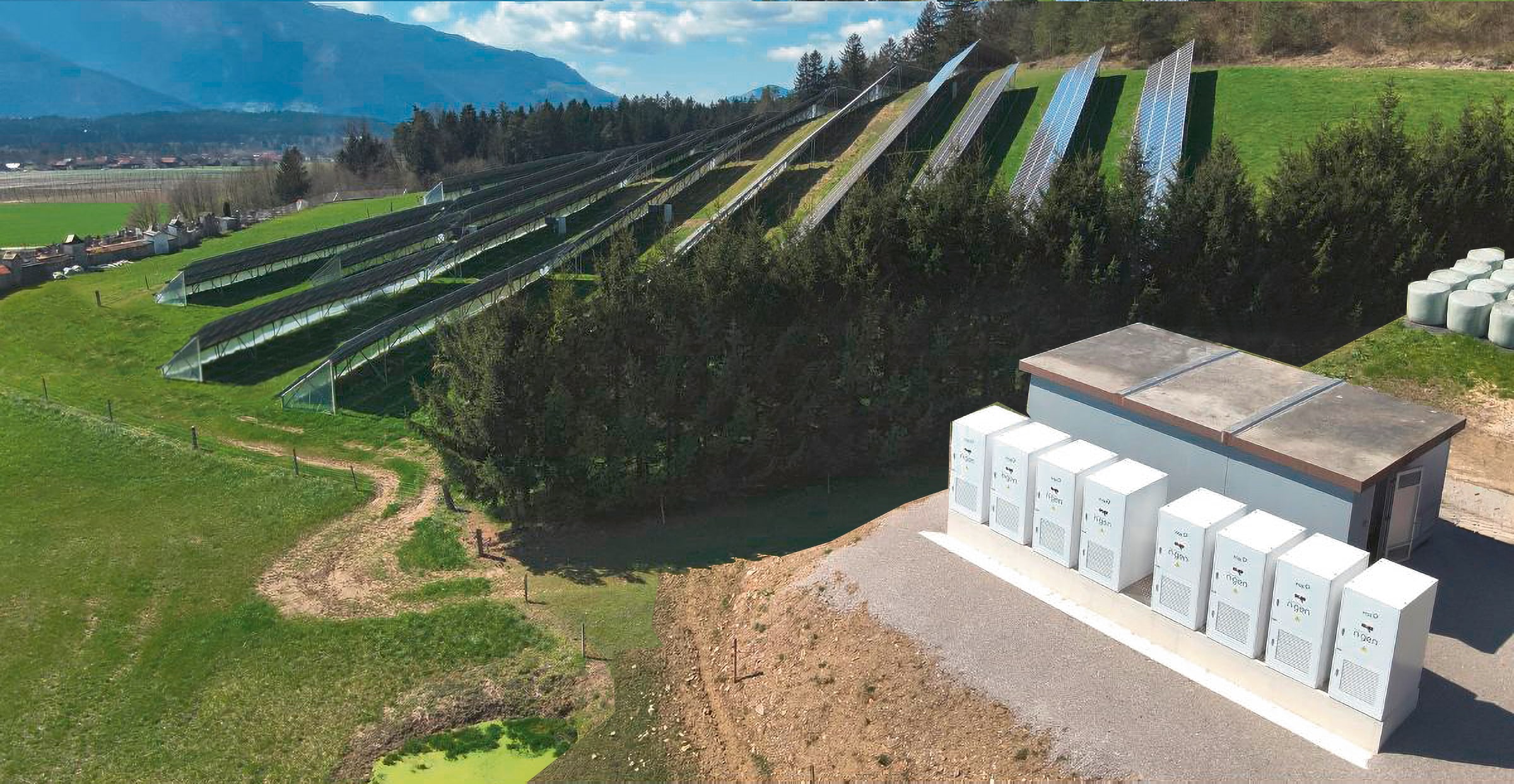 NGEN zeigt ein Energieerzeugungs- und speicherwerk am Land.