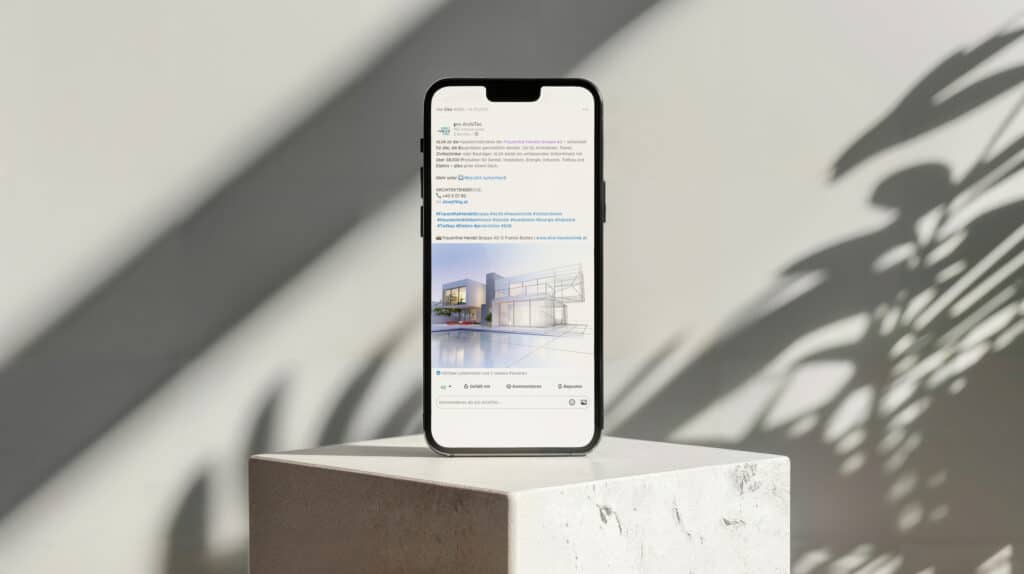 Darstellung eines LinkedIn Beitrages auf einem Smartphone.