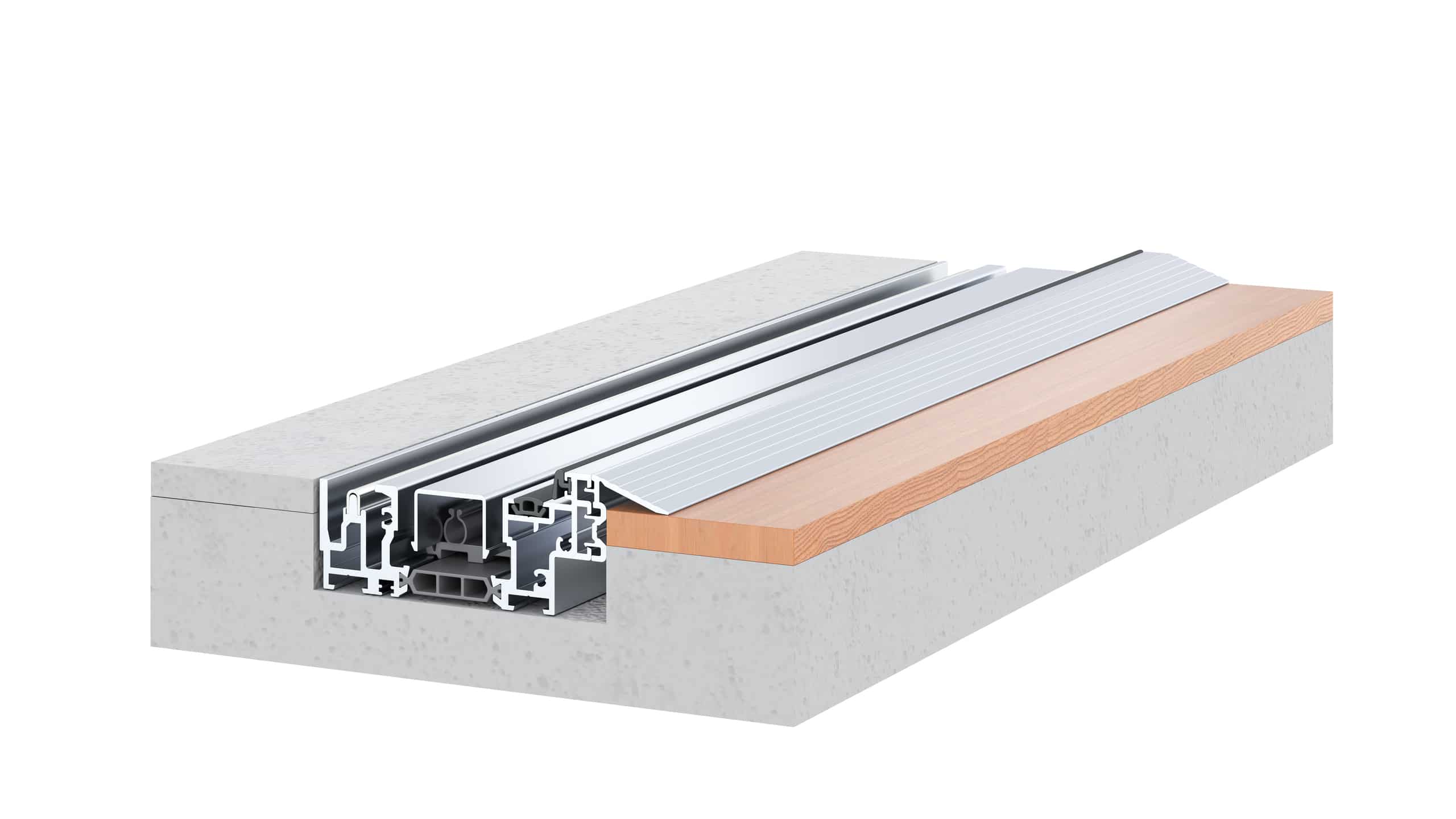 Die wohnraumtaugliche Bodenschiene „Smart 10" mit Rampe ist geeignet für die Aluminium-Glas-Faltwand -Systeme Ecoline, Highline und Megaline von Solarlux.