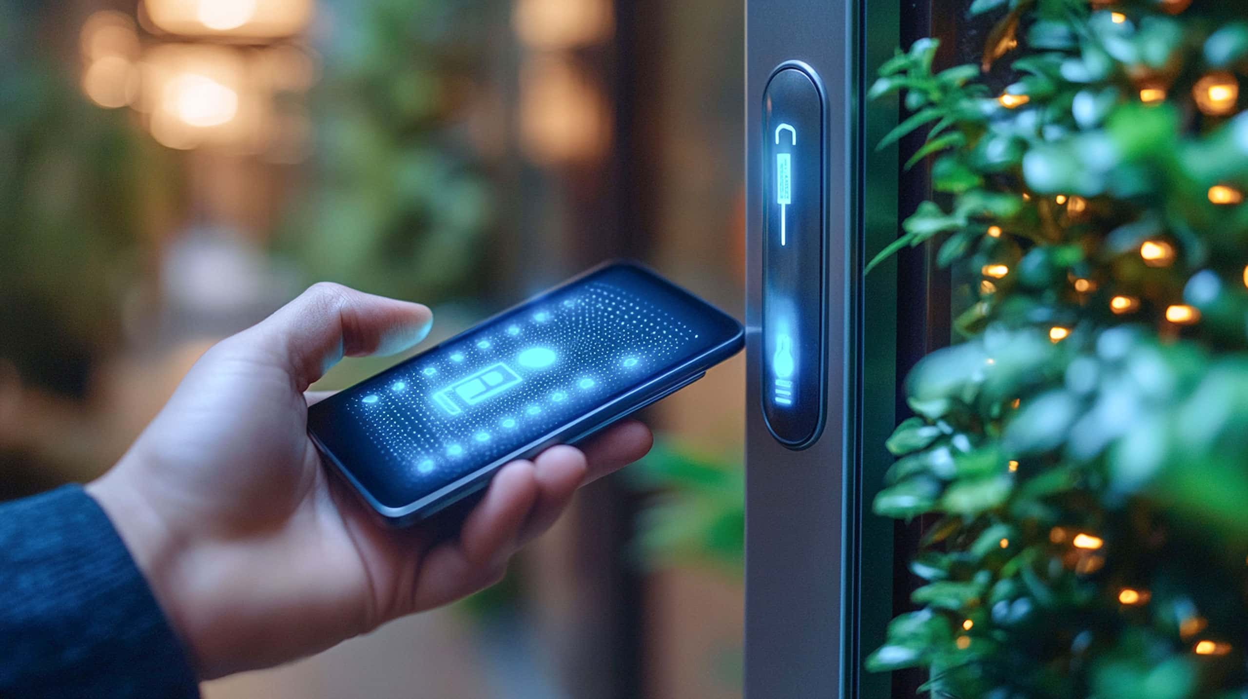 Moderner, kontaktloser Zugang über die Eingangstür per Smartphone.
