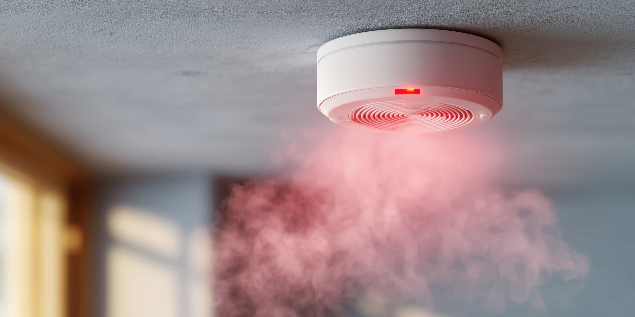 Sensor mit Bewegungs- und Rauchmelder, der an der Decke montiert ist.
